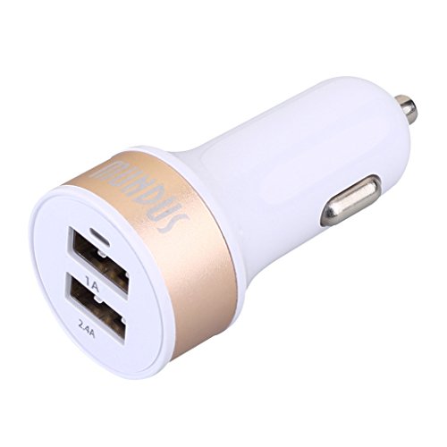 Qisan® Auto-Ladegerät Doppel-USB-Auto-Adapter-2,4A / 12W Built-in Sicherheits-Schutz-Round White Gold - 4