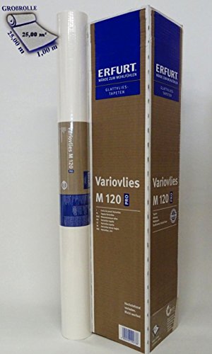 1 GROß-Rolle 25m² (1,30Euro/m²) ERFURT Variovlies M 120, Glattvlies Malervlies überstreichbare Vliestapete