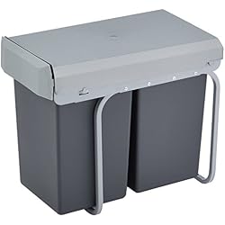 Wesco 12871- Nouveau Double-Boy - Poubelles encastrables, 2 x 15 litres, Gris / Anthracite,39 x 25 x 45 cm