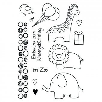 Efco Stempel Clear Zoo kindlich, transparent, A7/ 74 x 105 mm, 13-teilig