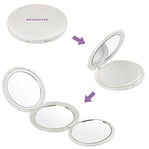 BROADCARE Make Up Spiegel klappbar Kompaktspiegel Tragbar Vergrößerungsspiegel (1 x, 2 x, 5 x) - 5