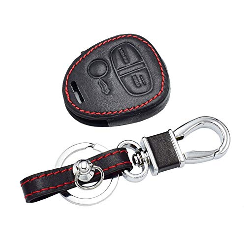 Happyit Leather Car Key Case Cover Keychain for Mitsubishi Outlander Pajero Lancer EX Mitsubishi ASX MIT8 Lama 3 Buttons