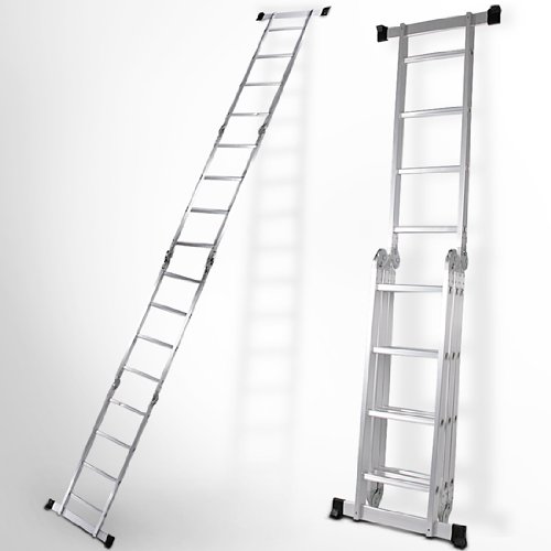 Oramics Alu Mehrzweckleiter verstellbar, Schiebeleiter, silber, 121x90x37 cm - 3