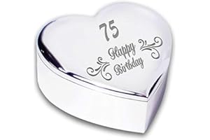 CHRIS BAG OF GOODIES 75th 75 Seventy Fifth Happy Birthday Swirl Heart Shaped Trinket Box Keepsake Novelty Gifts Idea For Her Women Ladies
