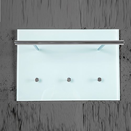 PRAKTISCHE WANDGARDEOBE AZZARETTI Garderobe mit Haken Handtuchhalter aus Glas und Chrom - 2