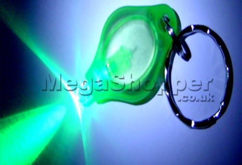 Pack of 5 x Mini LED Bright GREEN Light Torch Keyring - GREEN COLOUR CASING