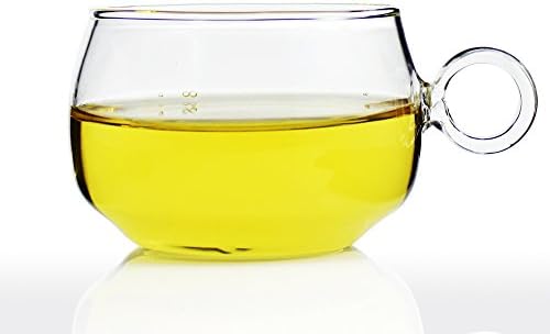 Glass Tea Cup ( Set of 4 ) 100 Milliliter 3 Ounce with Ring Handle Great for Wedding Party Work with Tea Bag Coffee Espresso - Unihom