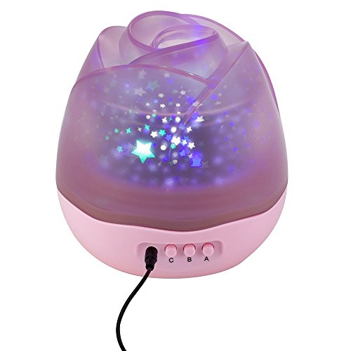 SlowTon Sternenhimmel Projektor, Rosebud Blume Knospen 360 Grad drehbar Star Projektor Rose Nachtlicht Romantische Nacht Lampe Projektion 4 LED Wulst für Haus, Schlafzimmer, Kinder Zimmer, Hochzeit, Geburtstag, Parteien, Rosa - 8