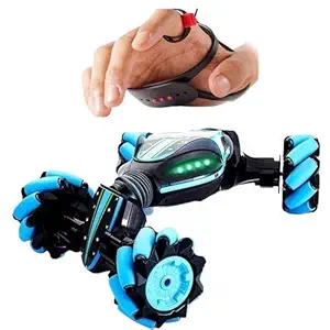 Cubiq RC Stunt Car, 4WD 2.4G Remote Control Gesture Sensor Toy, Twist Car Drift with Light and Music Car- Multi Colour