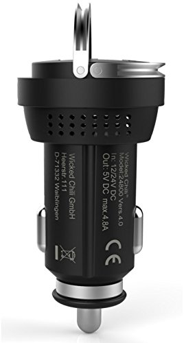Wicked Chili Turbo-ID 4800mA / 24W Dual USB KFZ-Ladegerät für Samsung Galaxy, Note, Tab, S8, S8+, S7, S7 Edge, S6, Note Edge, Note 4, Pro, A, S Handy und Tablet (4.8 A Multi Port, V4.0) - 2