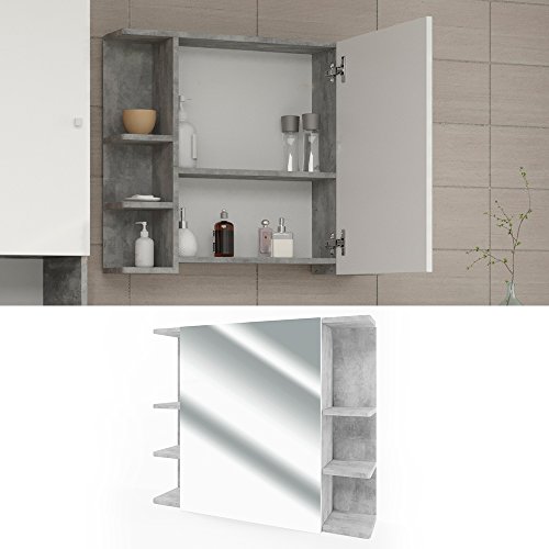 Badezimmerspiegel Spiegel Hängespiegel Spiegelschrank Badezimmermöbel Badspiegel 80×64 cm Beton - 3