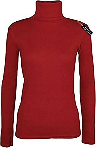 NEW LADIES LONG SLEEVE TURTLE POLO NECK TOP WOMENS TOP JUMPER 8-26 [WINE,UK 8-10]