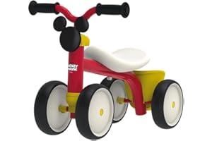 Smoby Toys - Mickey Mouse Rutschfahrzeug Rookie ab 1 Jahr - Rutscher aus Metall mit 4 Flüsterrädern, ergonomischem Sitz und Aufbewahrungsbox - für Kinder ab 12 Monaten (bis 25 kg)