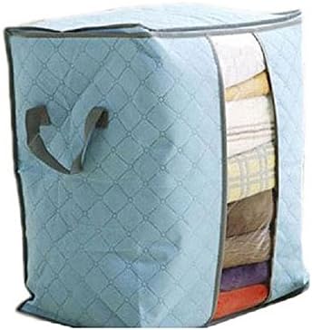 Webtrans Portable Organizer Large Clothes Bedding Duvet Zipped Pillows Non Woven Storage Bag Travel Garment Bags (Blue)