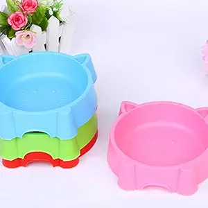 Pets Empire Pet Plastic Bowl Bowl Plastic Non-Slip Cat Face Shape Dogs Bowl (Color ramdon) (17 * 18 * 4.5cm) 1 Piece