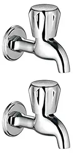 Drizzle Bib Cock Conty Brass Chrome Plated/Bathroom Taps Quarter Turn - Set of 2