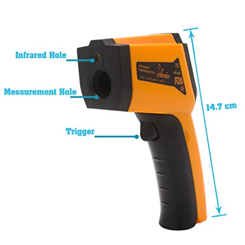 Infrarot Laser Thermometer Haushaltsthermometer Temperaturmessgerät – Leknin Digitalthermometer mit LCD Beleuchtung Messbereich -50°C bis +400°C - 4