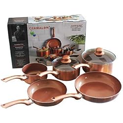 Batterie de cuisine en céramique avec revêtement de cuivre anti-adhésif
