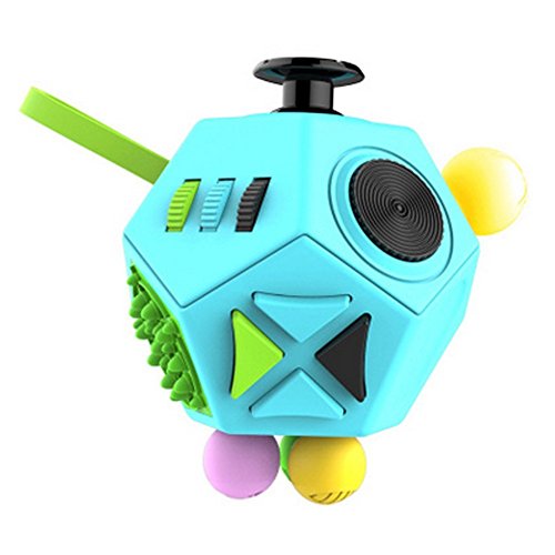 12-Side Fidget Cube Spinner Toy Stress Anxiety Relieves Stress and Anxiety and Relax for Children and Adults (Blue) 12-Side Fidget Cube Spinner Toy Stress Anxiety Relieves Stress and Anxiety and Relax for Children and Adults (Blue)
