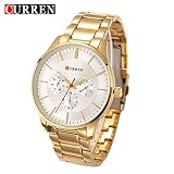 CURREN 8284 Uhr New Casual Quarz Uhr Wasserdichte Alloy Strap Armbanduhr Durable Steel Strap Perfekt für Mann - Gold & Weiß