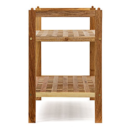 Relaxdays Schuhregal Walnuss stapelbar H x B x T: 40,5 x 69 x 26 cm Schuhablage mit 2 Ablagen für ca. 6 Paar Schuhe Holz Schuhrschrank zum aufeinander stellen aus Nuss, natur braun - 6