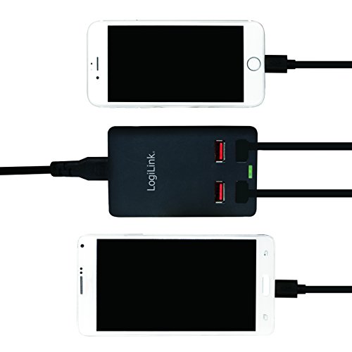 LogiLink PA0138 Fast Charge USB Multiport Ladegerät/Ladestation, 4-Port, 5V/22W mit eingebautem Intelligent-IC schwarz - 5