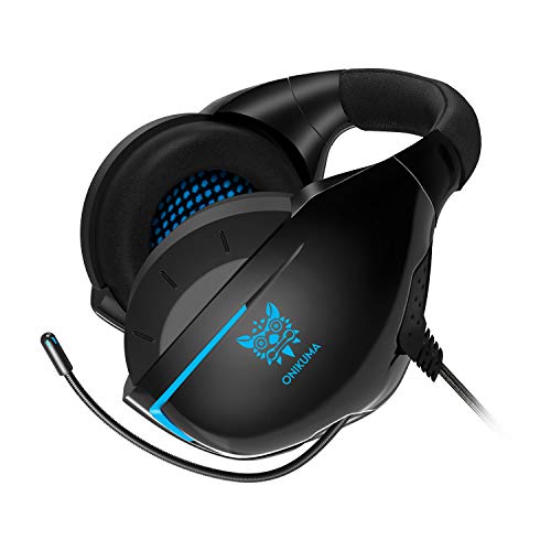 ONIKUMA Auriculares Gaming con Microfono para PS4 Xbox One PC, 3D Sonido Envolvente, Reducción de Ruido, Diadema Ajustable Headset para PS4 con Jack Stereo da 3,5 mm Cascos Gaming