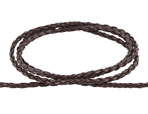 AURORIS - PU Lederband geflochten 3mm dunkelbraun - Länge: 1m