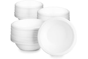 Puedno 100 Stück Ökologische Einwegsuppenschale, 260ml Pappschalen Einweg Suppenschalen, Einweggeschirr aus Zuckerrohr, Bio Suppenschüssel Kompostierbares, Weiß