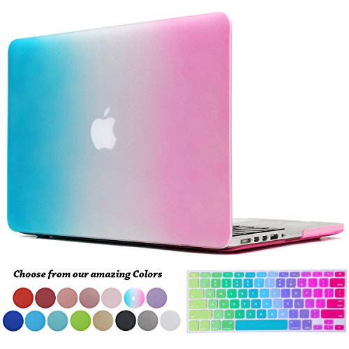 Macbook Pro 13 Retina Hülle,TECOOL [Ultra Slim Serie] Plastik Hartschale Schutzhülle Snap Case und Silicon Tastatur Abdeckung für Apple MacBook Pro 13,3 Zoll - Regenbogen
