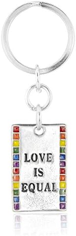 Llords Jewellery "Love Is Equal" Gay Pride Rainbow Flag Keychain Ring, Fine Pewter Jewelry