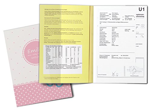 U-Heft Hülle SET rosa Herzchen Schmetterling Elefant Cupcakes Untersuchungsheft Hülle & Impfpasshülle personalisierbar mit Namen und Geburtsdatum - 3