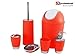Produktbild 6pc Bathroom Accessory Set - Red Black Orange Blue Yellow Green Purple White Pink Mint (Red) by SQ Professional