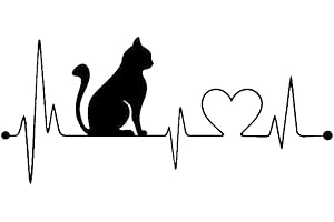 PORFEET Adesivo per Auto, Adorabile Gatto Elettrocardiogramma Auto Veicolo Riflettente Decalcomanie Decorazione Adesiva Nero Taglia Unica