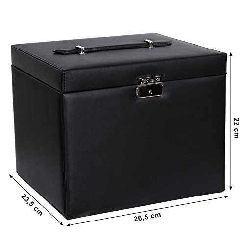 Songmics XXL Schmuckkästchen abschließbar mit spiegel Schublade und Mini-Box 5 Schichten mit 5 Schubladen Schwarz JBC05B - 6