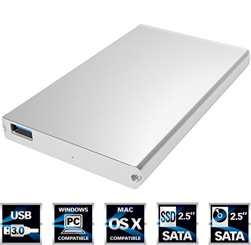 Sabrent Festplatten - Zubehör Gehäuse Ultra Slim USB 3.0 2,5 Zoll SATA Externe Aluminium Festplattengehäuse [Silber mit Alu-Finish] (EC-UM30)