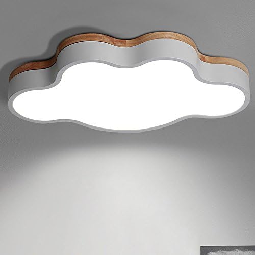 Modeen Modern Simple Colorful Macaron Children's Room Ceiling Light Northern Europe Iron Solid Wood Acrylic Lampshade Ceiling Pendant Lamp LED Bedroom Living Room Kitchen Decoration Chandelier ( Color : White )