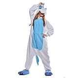 Free Fisher Damen/ Herren Schlafanzug Pyjama, Tier Kostüm, Einhorn Blau, Gr. L (Körpergröße 170-178 CM)