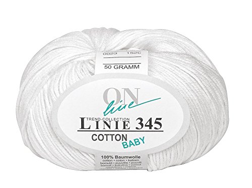 50g (ca. 180m) ONline Baumwoll-Wolle "Linie 345 Cotton Baby" große Farbauswahl sehr weich Stricken Baby geeignet waschbar einfarbig Nadel 2,5-4
