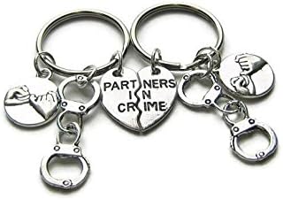 Partners In Crime Best Bitches Heart Keychain, Mimi Keychain,Everyday Gift Key Chain,Unique Key Ring Customized Gift,Charms For Keys Car Bag Key Ring Handbag Couple Key Chains Gifts