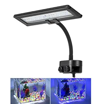 Hygger 14 Inches Blue White LED Aquarium Light Clip on Small Led Light for Planted Saltwater Freshwater Fish Tank with Gooseneck Clamp 21W