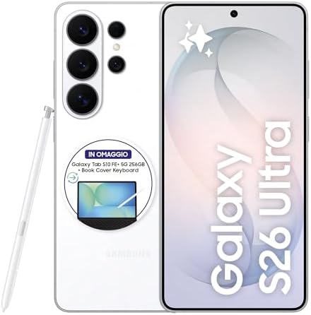 Samsung Galaxy S26 Ultra Smartphone AI, 256GB, 3 anni di Garanzia, Privacy Display Integrato, Processore Potente, Assistente Foto, Camera 200 MP, 5000 mAh, White [Versione italiana]