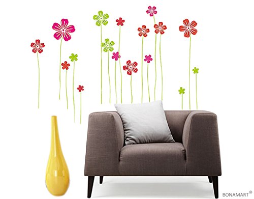 Preisvergleich Produktbild BONAMART ® Bunt Blumen Wandtattoo Kinderzimmer Schlafzimmer Wohnzimmer DM57-0061