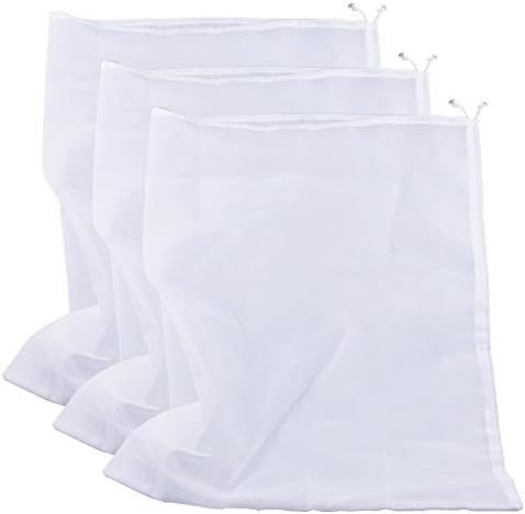 Therpin Reusable Nylon Fine Mesh Food Strainer Bag, All Purpose Food Grade Filter for Almond Milk, Coffee, Home Brewing, Hop, Juice (64cm x 48cm, 3 Pcs)