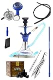 FÜR ANSPRUCHSVOLLE GENIEßER - 1 weiteres Schlauch Set + Tabakkopf Set: Schwarzer, edler Silikonschlauch + Aluminium Mundstück (Kaya Shisha (Aluslim)) + farblich passender Aluminium-Schlauchanschluss & Silikonkopf mit Schamotte-Einsatz + Einlege-Sieb