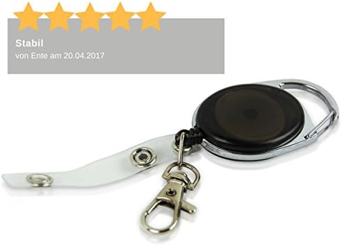 Key reel clip, ID key ring with carabiner and handy card, card case ID badge holder, retractable, tear proof and versatile / 60 cm band