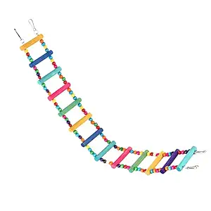 SunGrow Colorful Bird Ladder Bridge, 31 Inches Long, Made with Unprocessed Wood and Edible Dye, Helps Birds with Balance, Ideal Exercise and Fun Accessory for All Birds