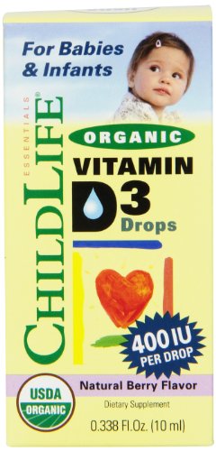 ChildLife, Organic Vitamin D3 Drops, Natural Berry Flavor, 400 IU, 0.338 fl oz (10 ml)