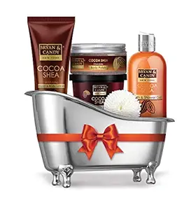 Bryan & Candy New York Cocoa Shea Bath Tub Gift Set For Women Combo For Complete Home Spa Experience (Shower Gel, Hand & Body Lotion, Sugar Scrub, Body Polish)