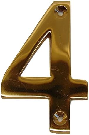 Heavy 3" (77mm) Polished Brass House Door/Gate Numbers 3/16" (5mm) Thick (Number 4)
